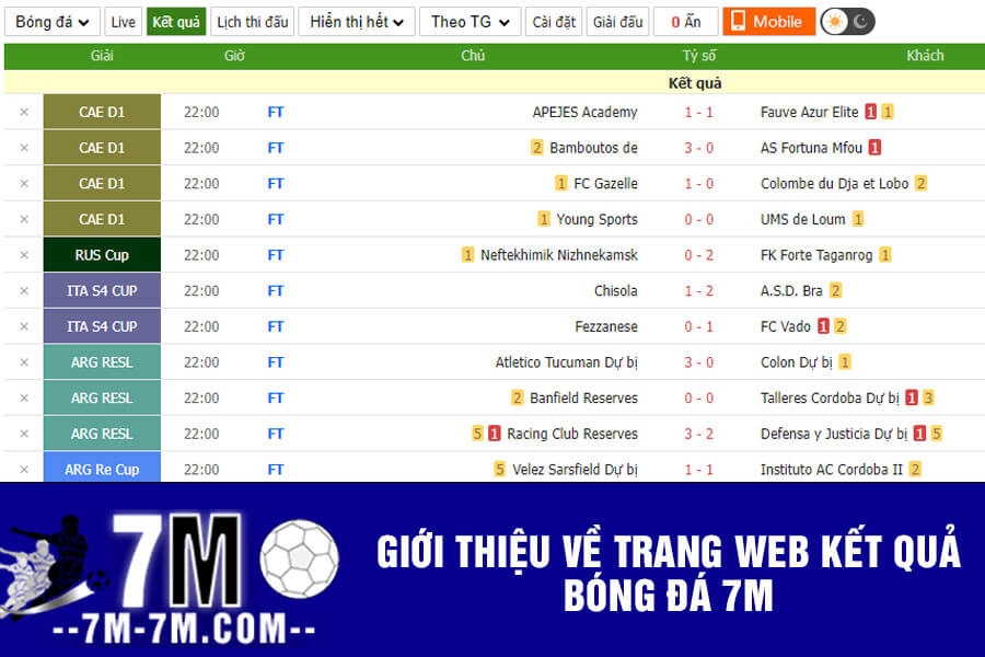 Giới thiệu về trang web kết quả bóng đá 7m Giới thiệu về trang web kết quả bóng đá 7m